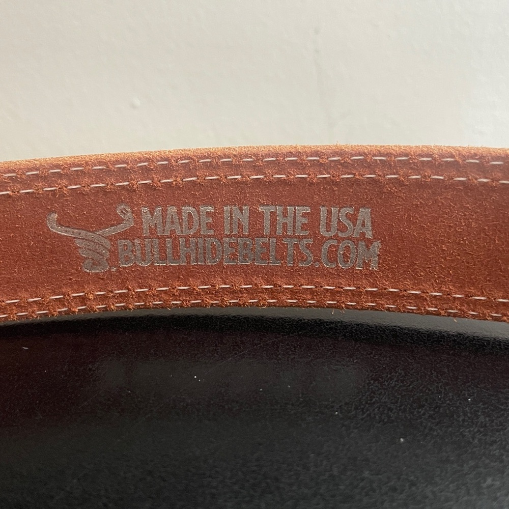 Bull Hide Belt The Maverick Hot Dipped Tan Double Stitched 1.50" Size 46 - Picture 8 of 9